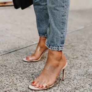 Schutz Ariella Clear Strap Oyster Stiletto